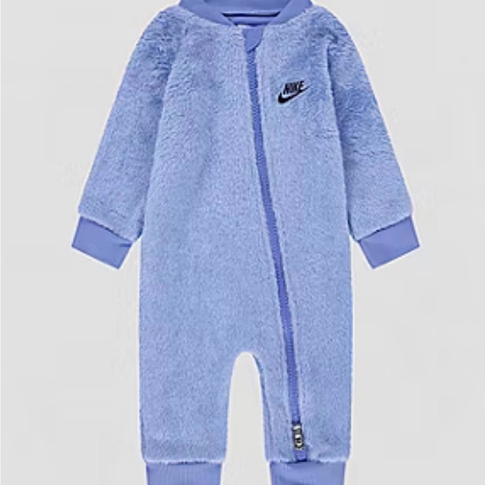 Nike Baby Cozy Fleece Crew Romper Jumpsuit in Royal Pulse 9M